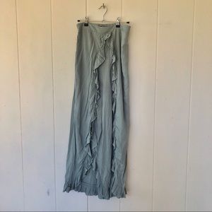 🌿 Sage Ruffle Open Palazzo Pant 🌿